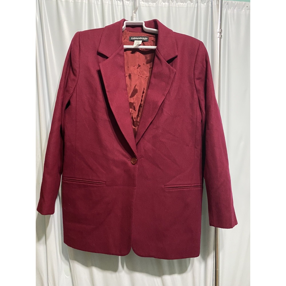 savannah wool lined vintage blazer burgandy size 10